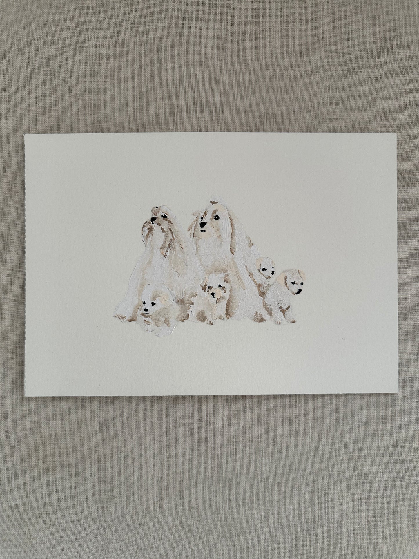 Familia de Malteses Témpera A5