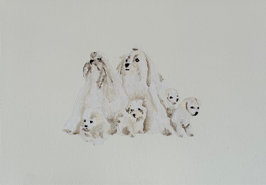 Familia de Malteses Témpera A5