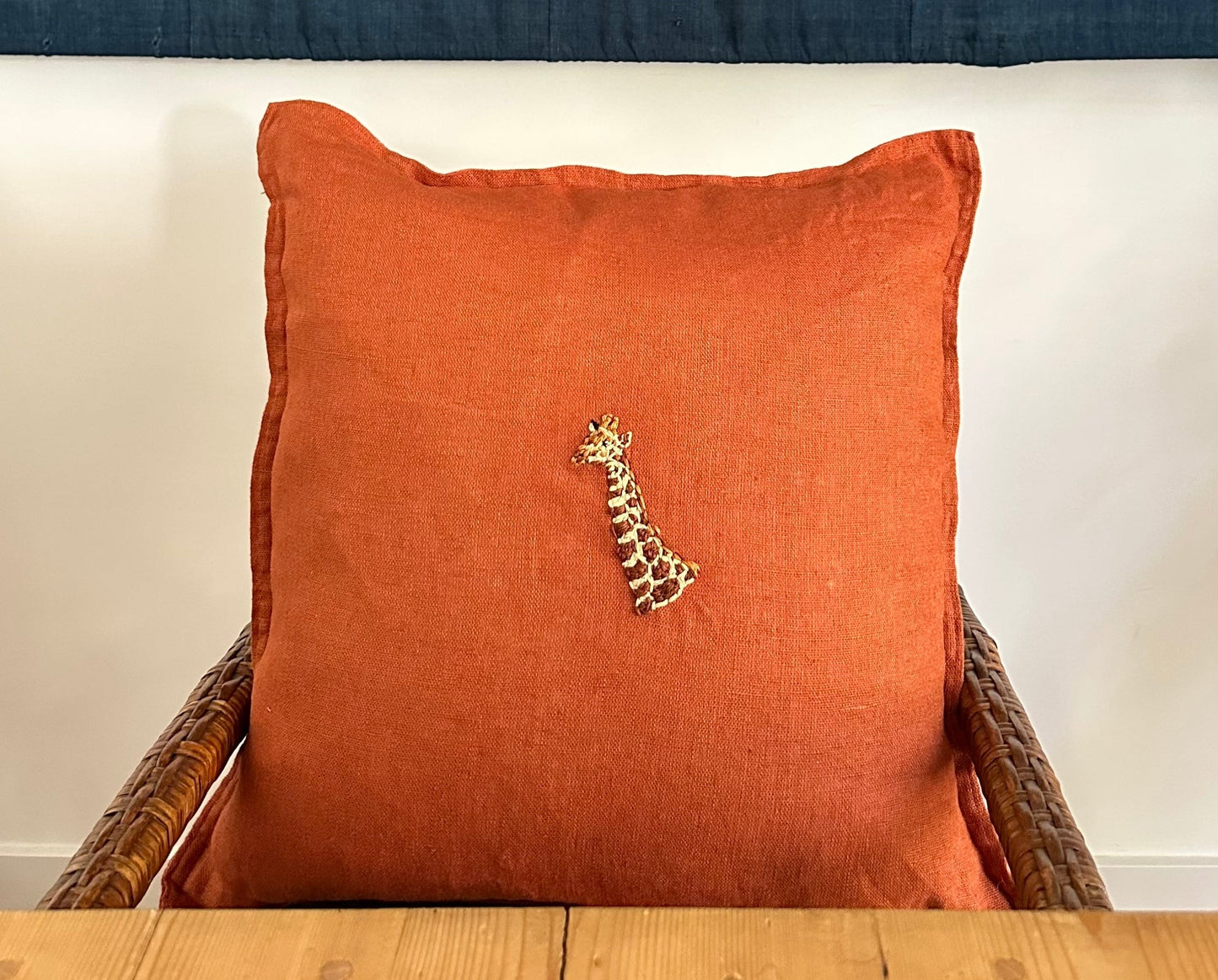 "The Giraffe" Cushion Cover - Hand-Embroidered