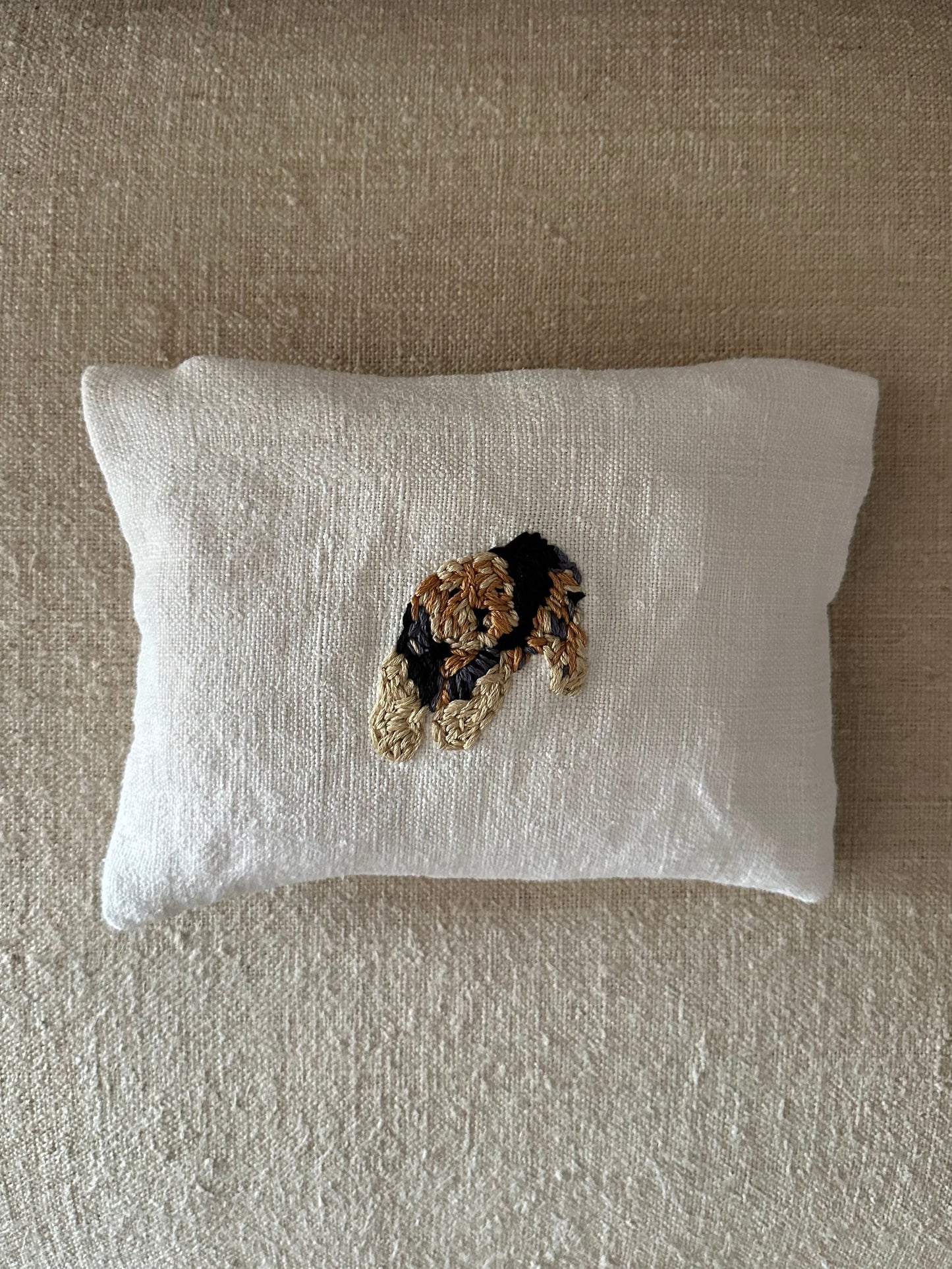 Neceser de lino bordado con retrato de mascota, tamaño 20x25 cm - This is Pepa
