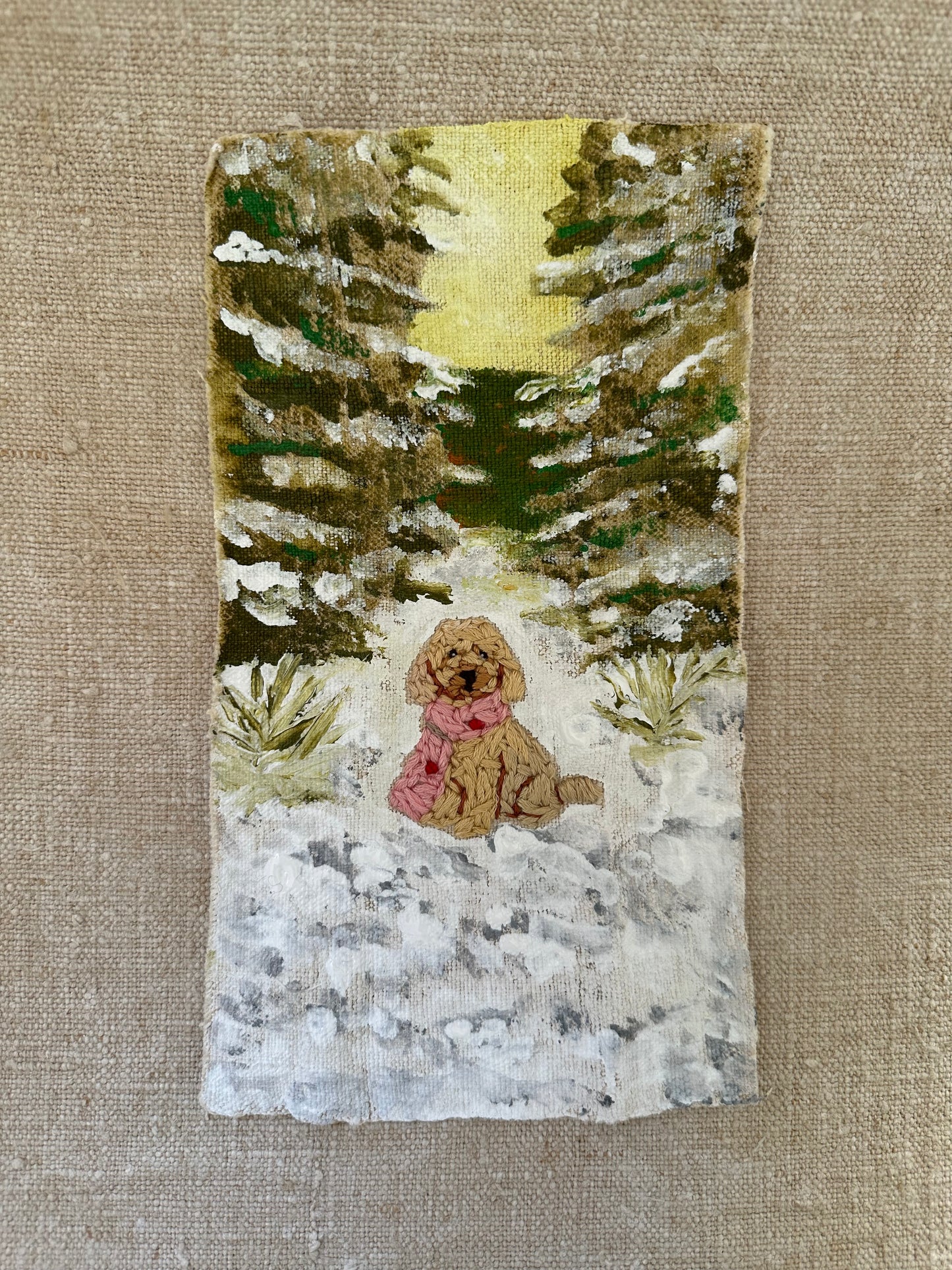 Textile picture "Pepa on snow"