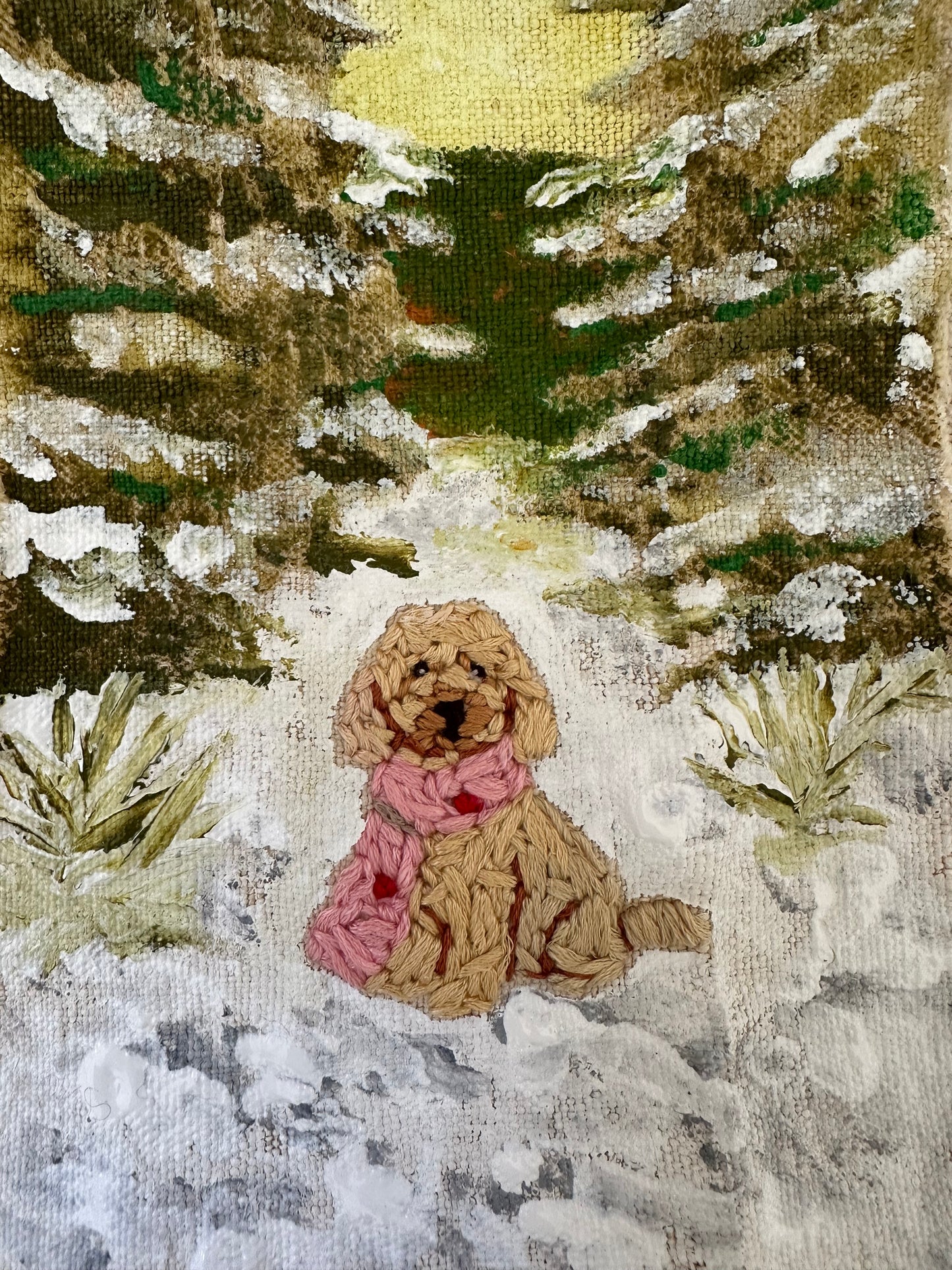 Textile picture "Pepa on snow"