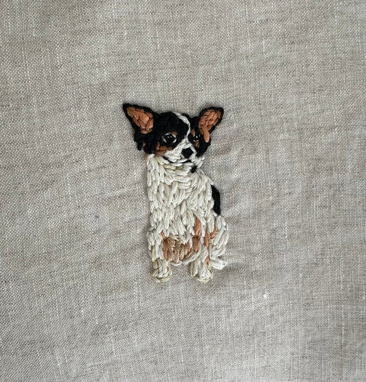 Funda cojín Chihuahua de lino Beige